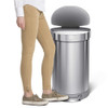 Simplehuman 12 gal Round Step-On Can, Brushed, Stainless Steel, 15.7 in CW2030