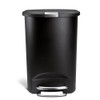 Simplehuman 50 L Round Step-On Can, Black, Plastic, 18.7 in CW1355