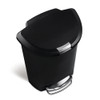 Simplehuman 50 L Round Step-On Can, Black, Plastic, 18.7 in CW1355