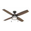 Decorative Ceiling Fan, 52 in Blade Dia, 4 Blades, 3 Speeds, 120V AC, Bronze