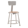 National Public Seating Round Stool with Backrest, Height 18"Gray 6218B