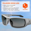ODIN, Safety Glasses, Uncoated, Smoke Lens, Gray Frame, Full-Frame, Polarized  ODIN-PZ