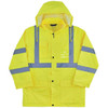 Hi-Vis Rain Jacket, Polyurethane, 150D Oxford Polyester, Class 3 Type R, Lime, S