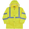 Ergodyne Hi-Vis Rain Jacket, Polyurethane, 150D Oxford Polyester, Class 3 Type R, Lime, S 8366