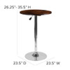 Flash Furniture Round Table,Pine Wood Adj.,23.5", Round, Wood Top, Brown CH-9-GG