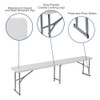 Flash Furniture Plastc Bench, 10.25"Wx71"L, Folding, White RB-1172FH-GG