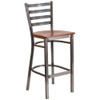 Barstool,Ladder Back,Clr w-Cherry Seat  XU-DG697BLAD-CLR-BAR-CHYW-GG