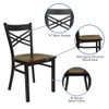 Hercules Restaurant Chair, 16-1-2 in W 17" L 32-1-4" H  XU-6FOBXBK-MAHW-GG