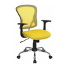 Flash Furniture Task Chair, 18" to 22", Fixed Arms, Yellow H-8369F-YEL-GG
