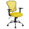 Flash Furniture Task Chair, 18" to 22", Fixed Arms, Yellow H-8369F-YEL-GG