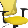 Flash Furniture Task Chair, 18" to 22", Fixed Arms, Yellow H-8369F-YEL-GG