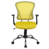 Flash Furniture Task Chair, 18" to 22", Fixed Arms, Yellow H-8369F-YEL-GG