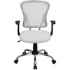 Flash Furniture Task Chair, 18" to 22", Fixed Arms, White H-8369F-WHT-GG