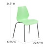 Flash Furniture Stack Chair,Plastic,Green w-Silver Frame RUT-288-GREEN-GG