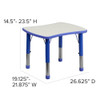 Rectangle Preschool Table,Bl,21.875" W x 26.625" L, Plastic, Steel, Blue  YU-YCY-098-RECT-TBL-BLUE-GG