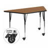 Trapezoid Activity Table, Chrome, Laminate, Particleboard, Steel, Wood Grain