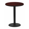 Round Mahogany Laminate Table w/Rnd Base,36", Laminate Top, Wood Grain