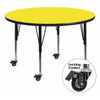 Flash Furniture Activity Table,Round,Yellow,48" XU-A48-RND-YEL-H-P-CAS-GG