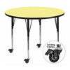 Flash Furniture Round Activity Table, Laminate, Yellow XU-A42-RND-YEL-T-A-CAS-GG