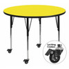 Flash Furniture Activity Table,Round,Yellow,48" XU-A48-RND-YEL-H-A-CAS-GG
