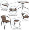 Square Table Set, Aluminum, Glass, Metal, Plastic, Rattan, Clear  TLH-073SQ-037BN4-GG