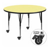 Flash Furniture Round Activity Table, Laminate, Yellow XU-A48-RND-YEL-T-P-CAS-GG