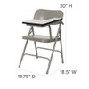 Round Metal Tablet Arm Chair,Left Hand,Beige, Laminate, Grey  HF-309AST-LFT-GG