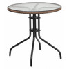 Flash Furniture Glass Table,Brown Rattan Edging,Rnd,28" TLH-087-DK-BN-GG