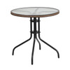 Flash Furniture Glass Table,Brown Rattan Edging,Rnd,28" TLH-087-DK-BN-GG