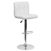 White Quilted Vinyl Barstool, Adj Height, Frame Material: Metal  DS-810-MOD-WH-GG