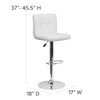 White Quilted Vinyl Barstool, Adj Height, Frame Material: Metal  DS-810-MOD-WH-GG
