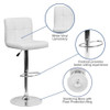 White Quilted Vinyl Barstool, Adj Height, Frame Material: Metal  DS-810-MOD-WH-GG