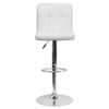 White Quilted Vinyl Barstool, Adj Height, Frame Material: Metal  DS-810-MOD-WH-GG