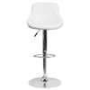 Flash Furniture White Vinyl Barstool,Adj Height CH-82028A-WH-GG