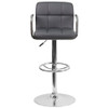 Flash Furniture Gray Quilted Vinyl Barstool,Adj Height CH-102029-GY-GG