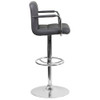 Flash Furniture Gray Quilted Vinyl Barstool,Adj Height CH-102029-GY-GG