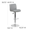 Flash Furniture Gray Vinyl Barstool,Adj Height DS-8101B-GY-GG Flash Furniture Gray Vinyl Barstool,Adj Height DS-8101B-GY-GG