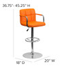 Flash Furniture Orange Quilted Vinyl Barstool,Adj Height CH-102029-ORG-GG