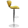 Yellow Vinyl Barstool, Adj Height, Material: Chrome, Foam  DS-815-YEL-GG