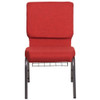 Hercules Church Chair, 19-1-4 in W 25" L 33-1-4" H, Fabric Seat  FD-CH02185-SV-RED-BAS-GG