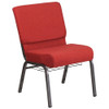 Hercules Church Chair, 21-1-4 in W 25" L 33" H, Fabric Seat  FD-CH0221-4-SV-RED-BAS-GG