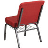 Hercules Church Chair, 21-1-4 in W 25" L 33" H, Fabric Seat  FD-CH0221-4-SV-RED-BAS-GG
