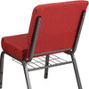 Hercules Church Chair, 21-1-4 in W 25" L 33" H, Fabric Seat  FD-CH0221-4-SV-RED-BAS-GG