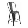 Flash Furniture Distressed Black Metal Stool ET-3534-24-BK-GG