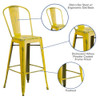 Distressed Yellow Metal Stool, Seat Height Range: 30"  ET-3534-30-YL-GG