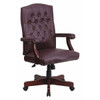 Executive Chair Fixed Arms, 19-1/2" to 23" Height, Leather, Burgundy LeatherSoft