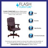 Executive Chair Fixed Arms, 19-1-2" to 23" Height, Leather, Burgundy LeatherSoft  801L-LF0019-BY-LEA-GG