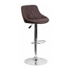 Brown Vinyl Barstool, Adj Height, Seat Height Range: 23" to 32"