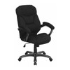 Contemporary Chair Fixed Arms, 18-1/4" to 22" Height, Black Microfiber