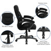 Contemporary Chair Fixed Arms, 18-1-4" to 22" Height, Black Microfiber  GO-725-BK-GG